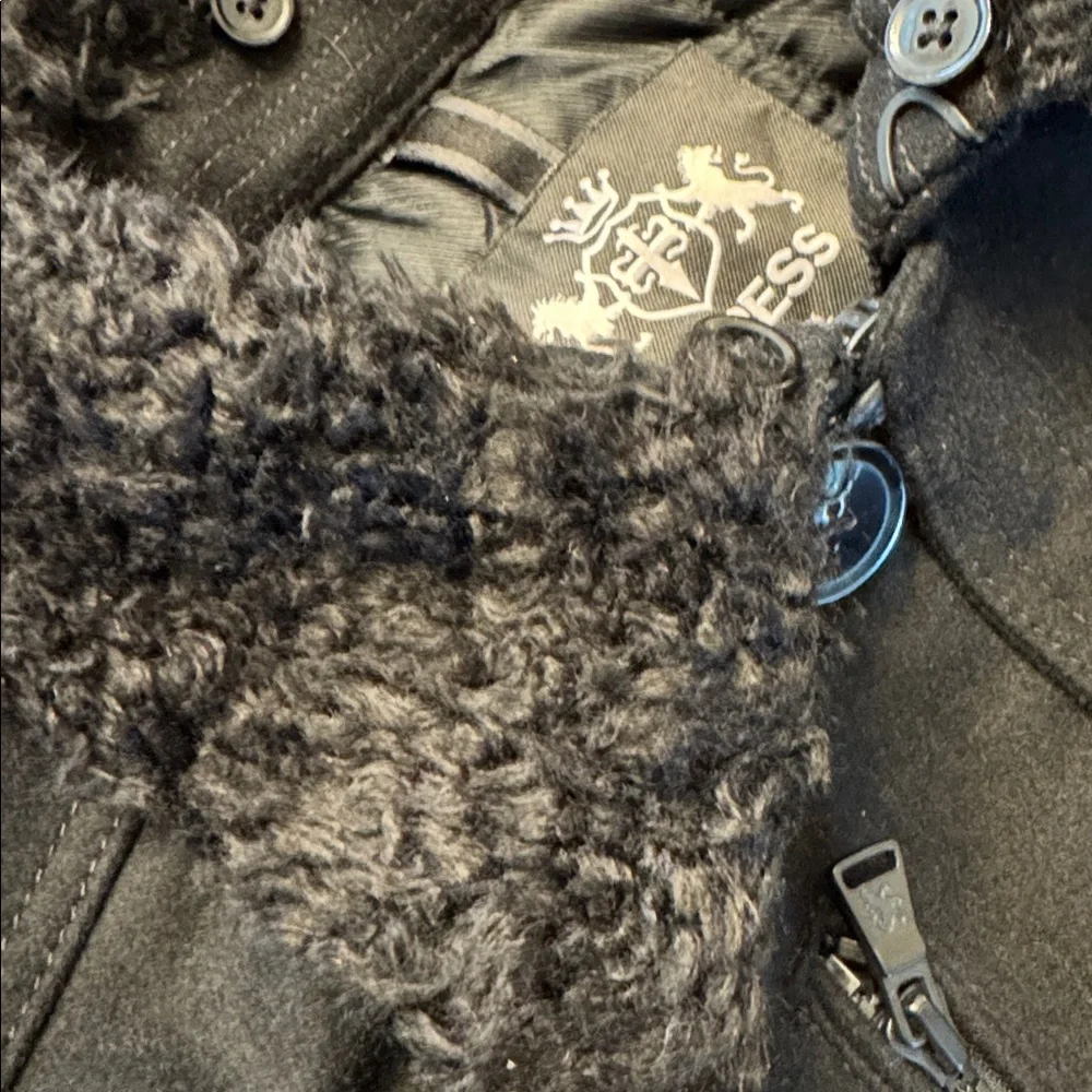 Express Men’s Wool Blend Winter Bomber Jacket Sz Small w/ Detachable Collar EUC